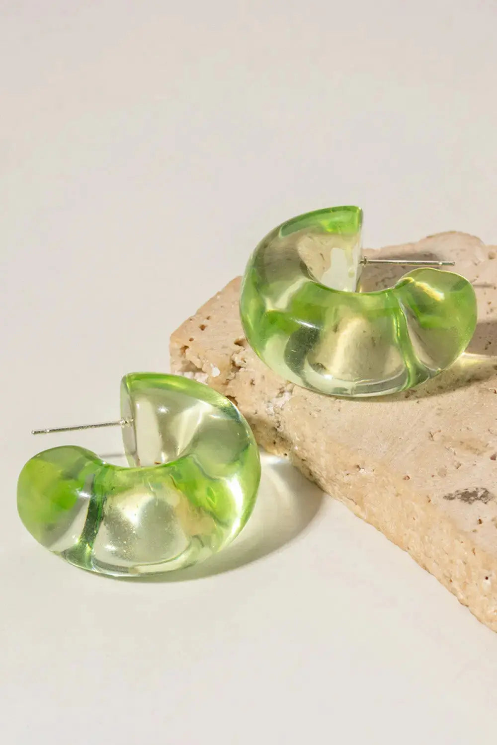 Lovcia Resin C-Hoop Earrings-Earrings-Green-One Size-Green