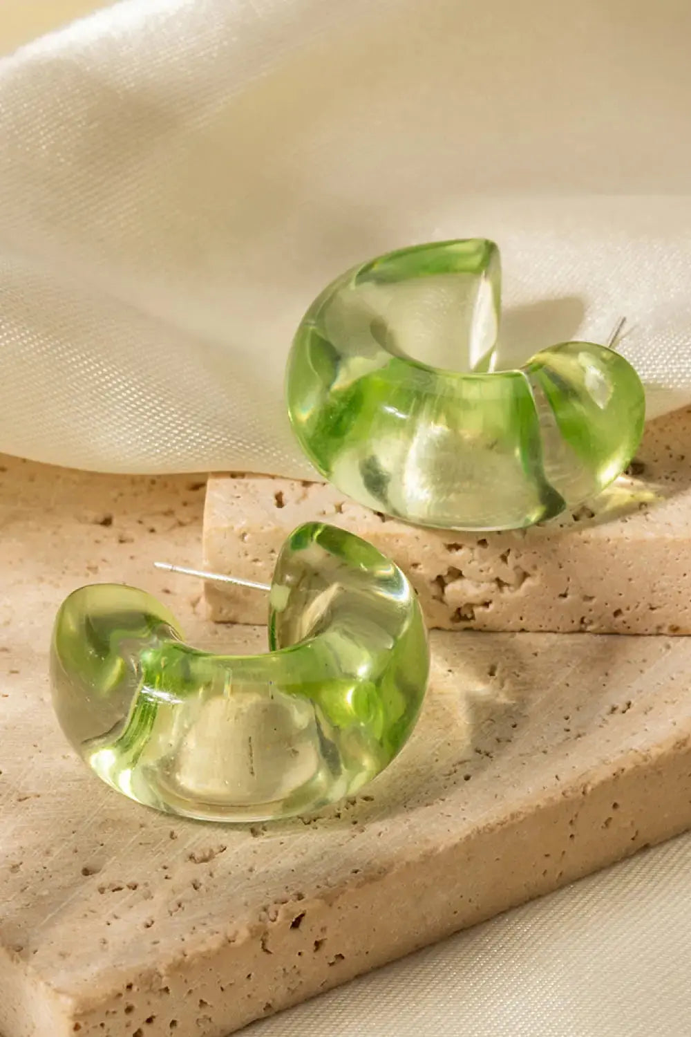 Lovcia Resin C-Hoop Earrings-Earrings-Green-One Size-Green