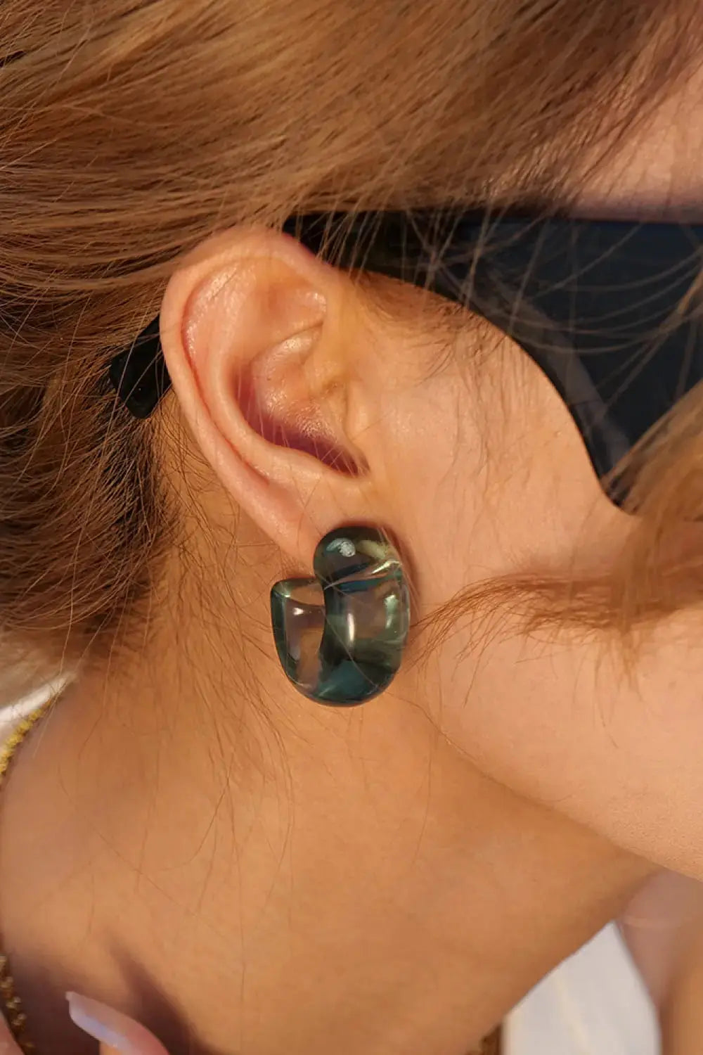 Lovcia Resin C-Hoop Earrings-Earrings-Green-One Size-Green