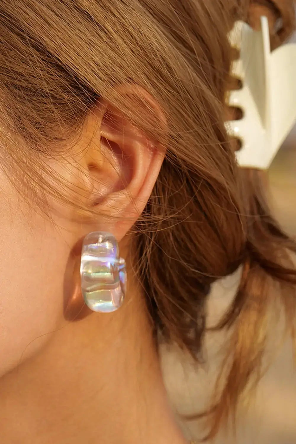 Lovcia Resin C-Hoop Earrings-Earrings-Green-One Size-Green