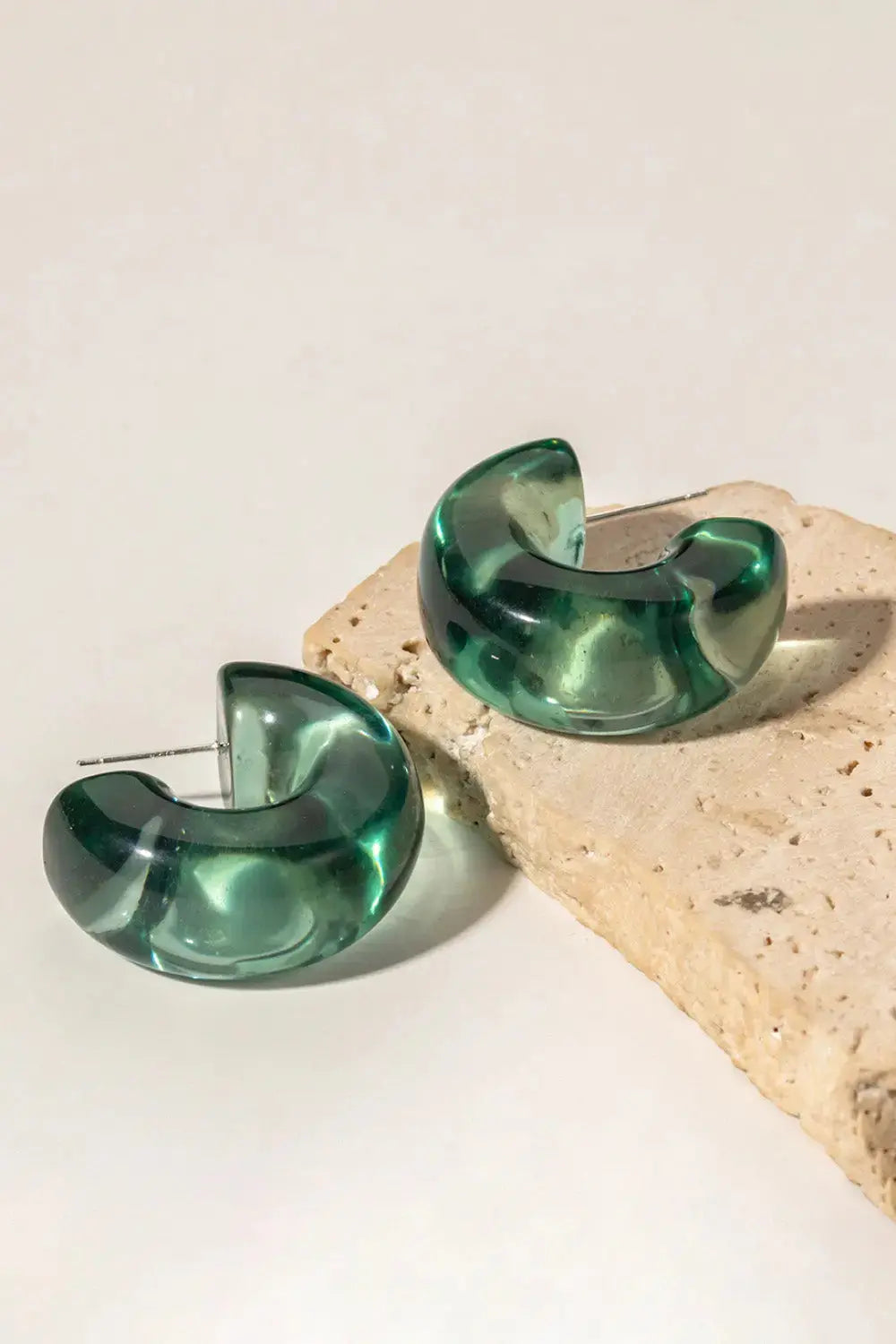 Lovcia Resin C-Hoop Earrings-Earrings-Green-One Size-Green