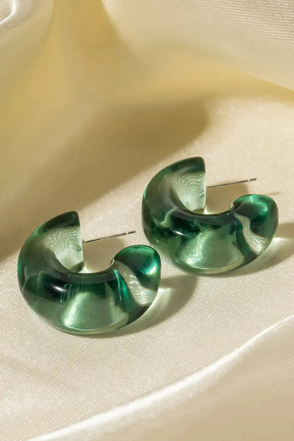 Lovcia Resin C-Hoop Earrings-Earrings-Green-One Size-Green