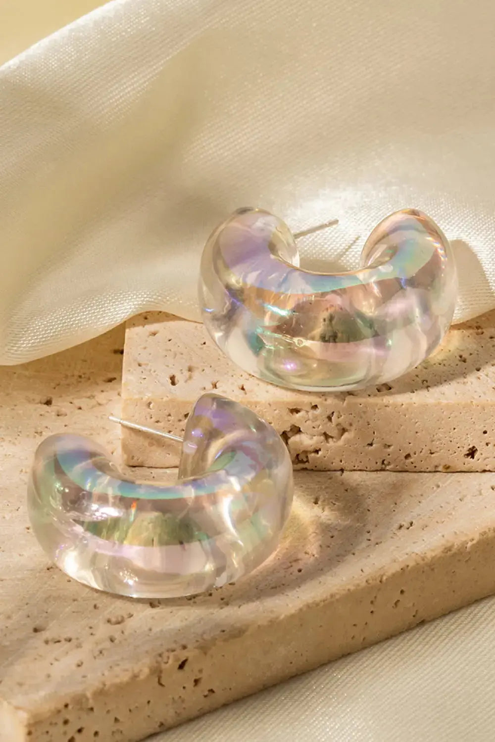 Lovcia Resin C-Hoop Earrings-Earrings-Green-One Size-Green