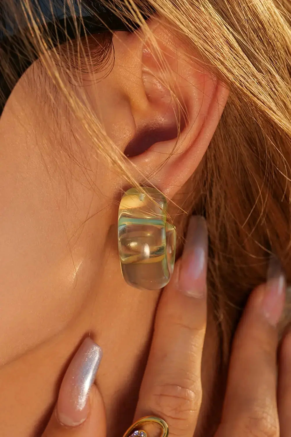 Lovcia Resin C-Hoop Earrings-Earrings-Green-One Size-Green