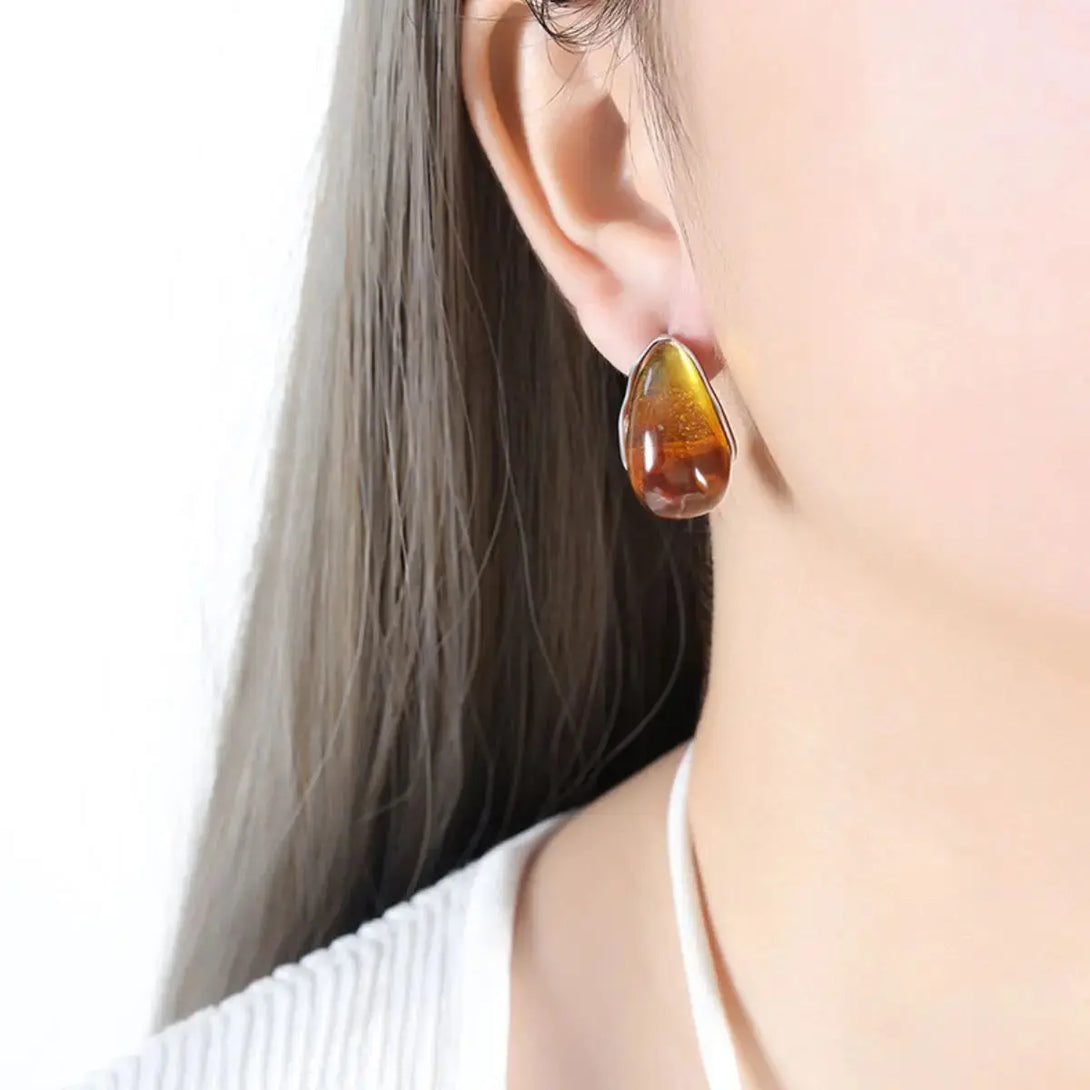 Lovcia Resin Teardrop Earrings-Earrings-Silver-One Size-Silver