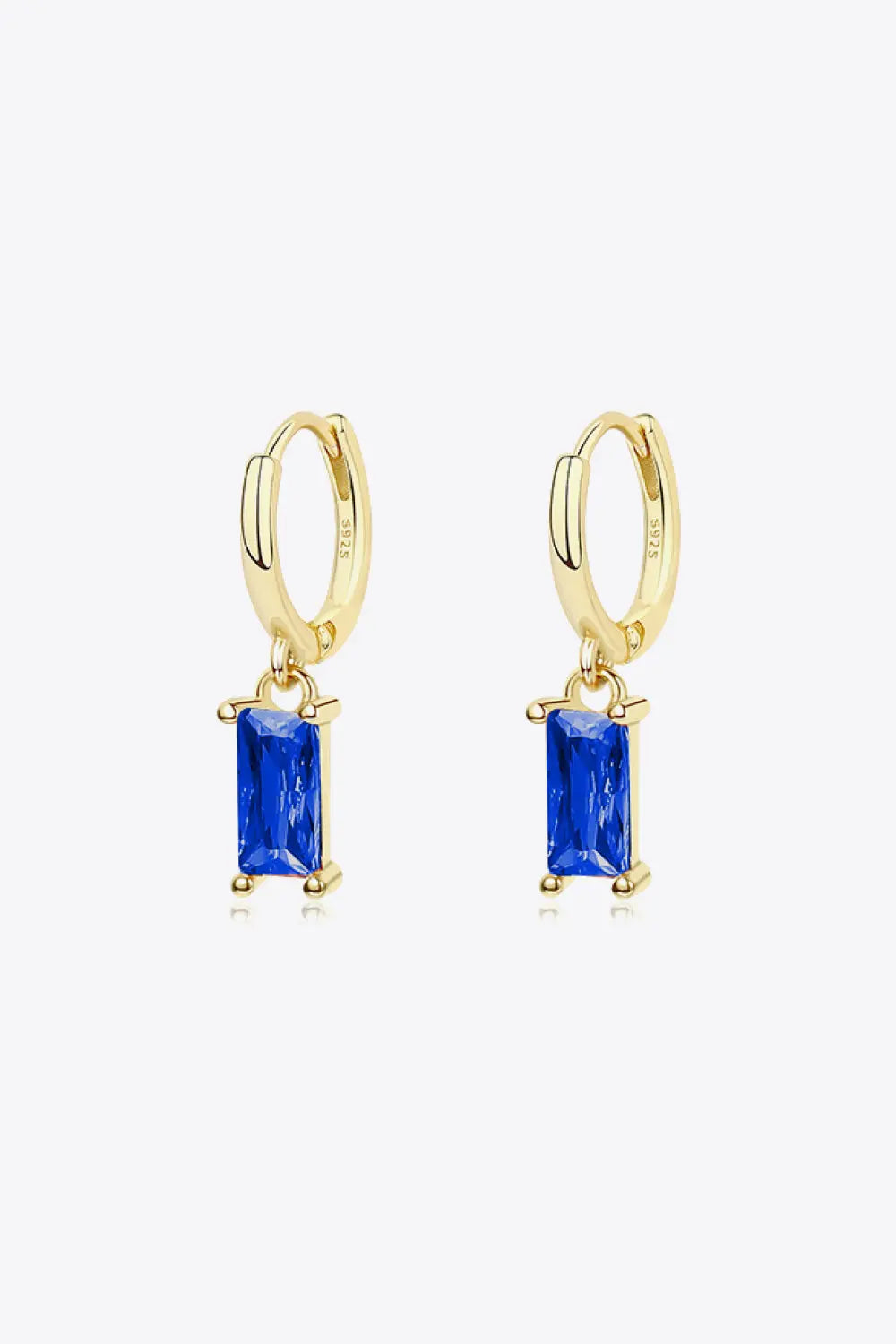 Lovcia Retro 925 Sterling Silver Cubic Zirconia Drop Earrings-Earrings-Gold/Blue-One Size-Gold/Blue