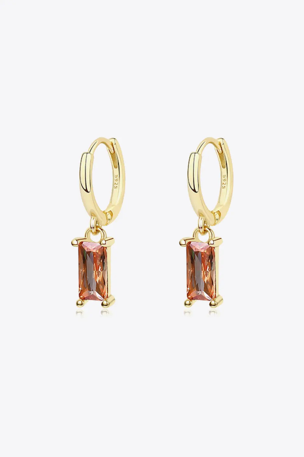 Lovcia Retro 925 Sterling Silver Cubic Zirconia Drop Earrings-Earrings-Gold/Brown-One Size-Gold/Brown