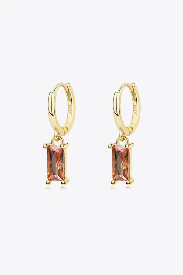 Lovcia Retro 925 Sterling Silver Cubic Zirconia Drop Earrings-Earrings-Gold/Brown-One Size-Gold/Brown