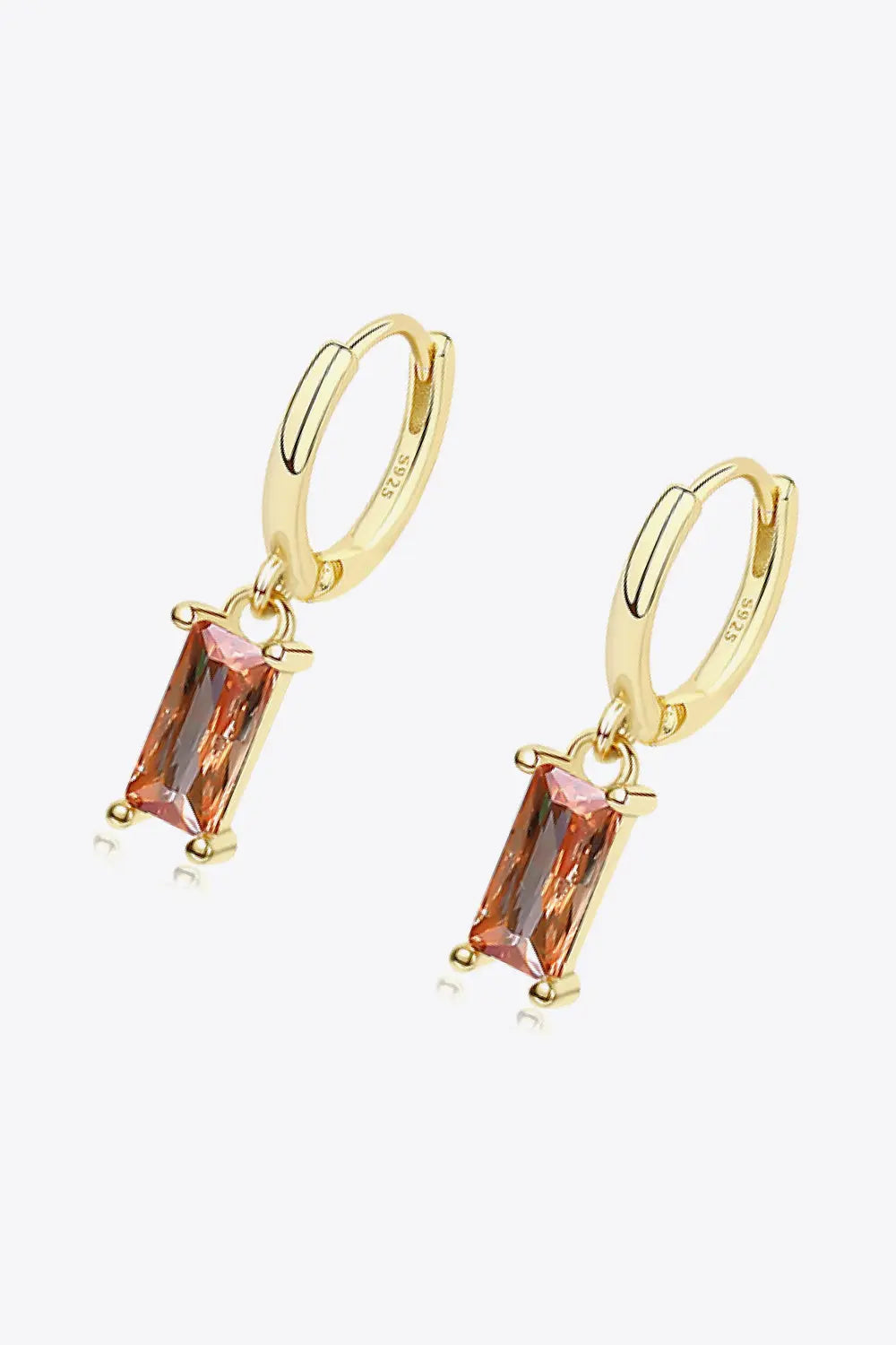 Lovcia Retro 925 Sterling Silver Cubic Zirconia Drop Earrings-Earrings-Gold/Brown-One Size-Gold/Brown