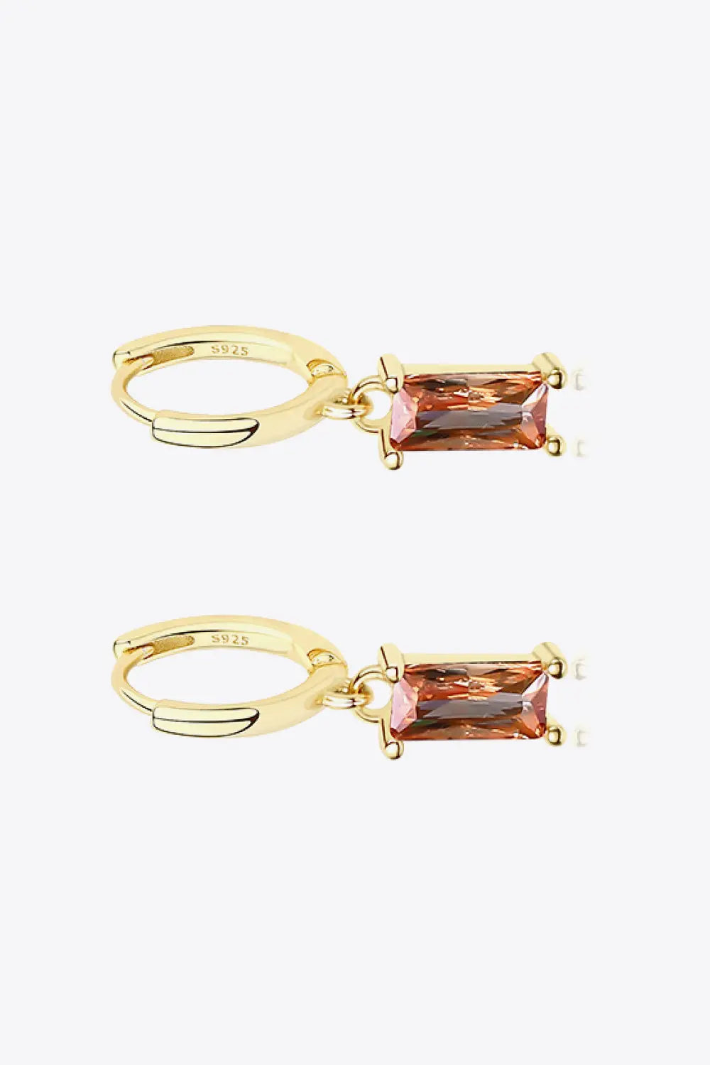 Lovcia Retro 925 Sterling Silver Cubic Zirconia Drop Earrings-Earrings-Gold/Brown-One Size-Gold/Brown