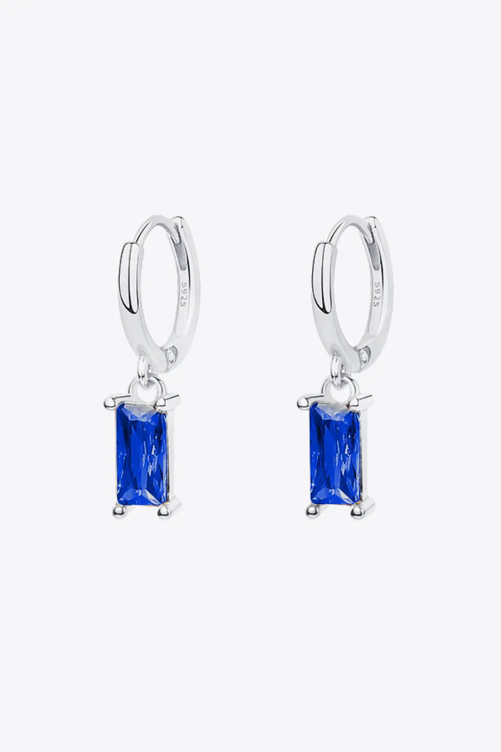 Lovcia Retro 925 Sterling Silver Cubic Zirconia Drop Earrings-Earrings-Silver/Blue-One Size-Silver/Blue
