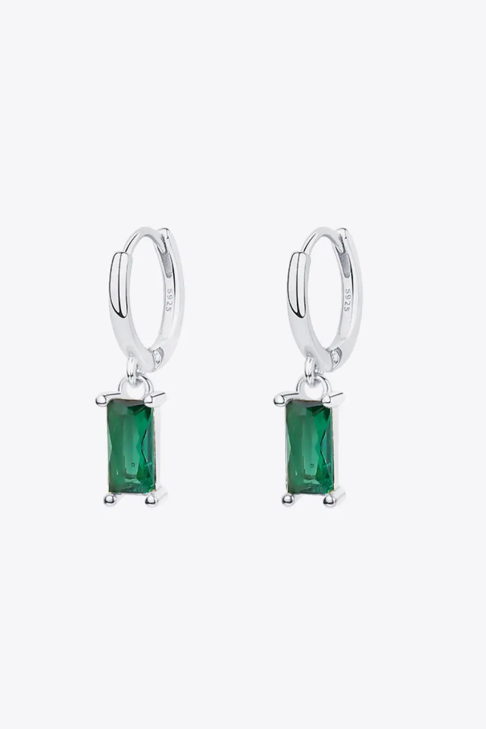 Lovcia Retro 925 Sterling Silver Cubic Zirconia Drop Earrings-Earrings-Silver/Green-One Size-Silver/Green