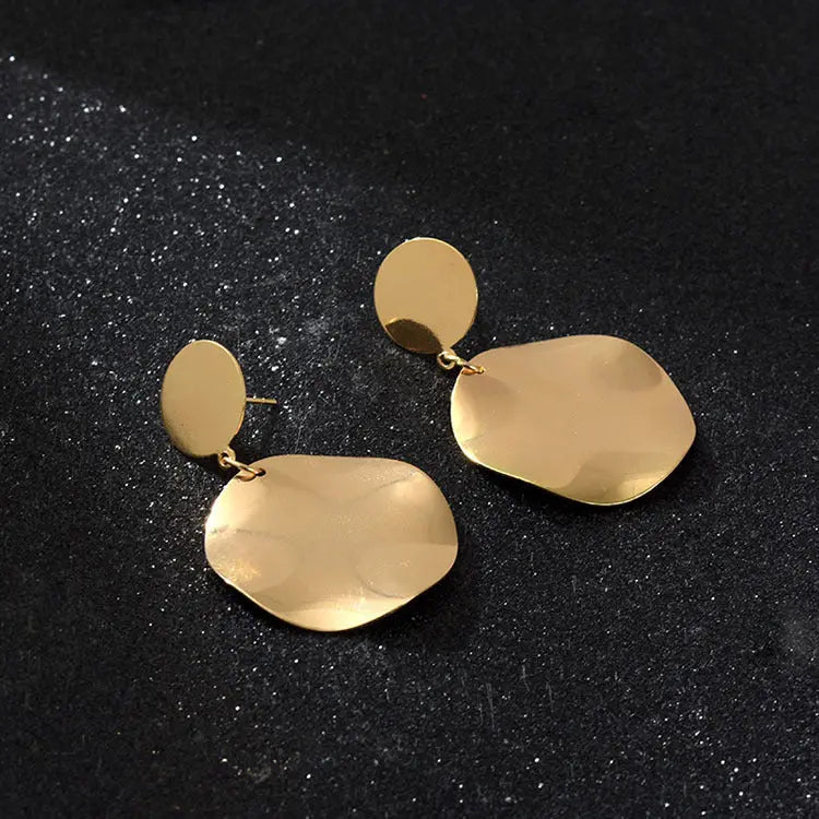 Lovcia Retro Chic Brushed Matte Geometric Metal Earrings-Earrings-Irregular Circle-Irregular Circle