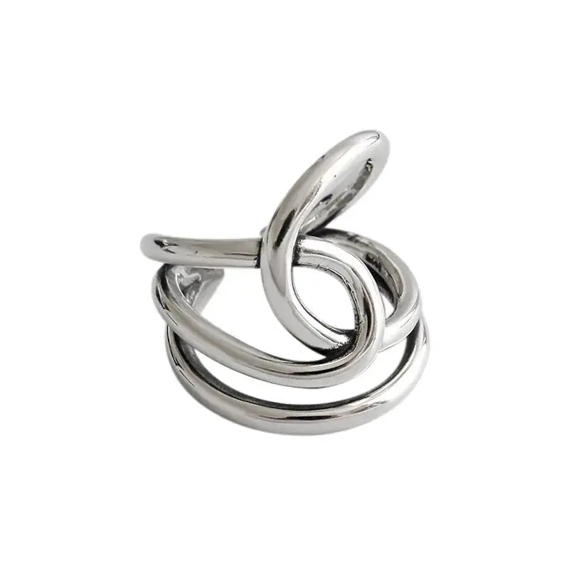 Lovcia Retro Cross Line Unique Design 925 Sterling Silver Adjustable Ring-Rings-