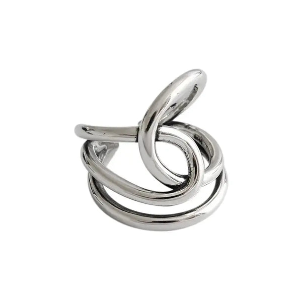 Lovcia Retro Cross Line Unique Design 925 Sterling Silver Adjustable Ring-Rings-