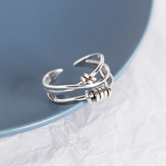 Lovcia Retro Mini Circles Adjustable Ring in 925 Sterling Silver-Rings-