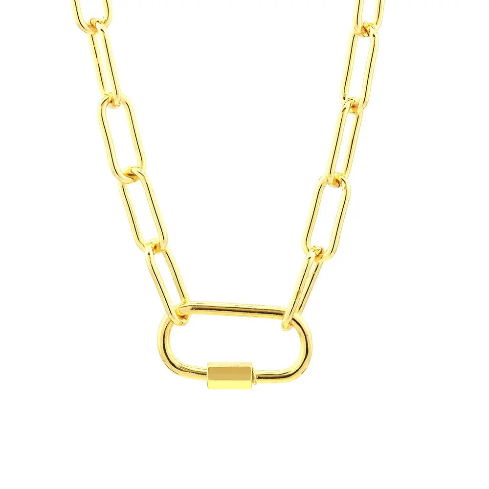 Lovcia Retro Screw Buckle Oval Pendant Necklace for Women