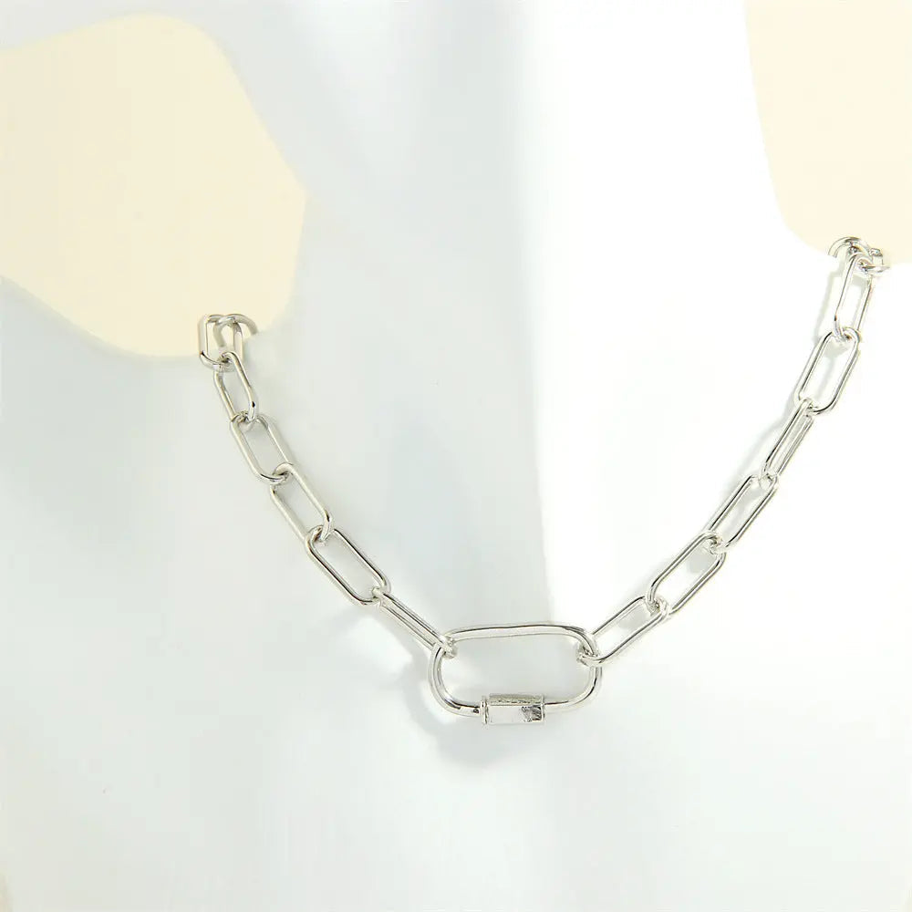 Lovcia Retro Screw Buckle Oval Pendant Necklace for Women