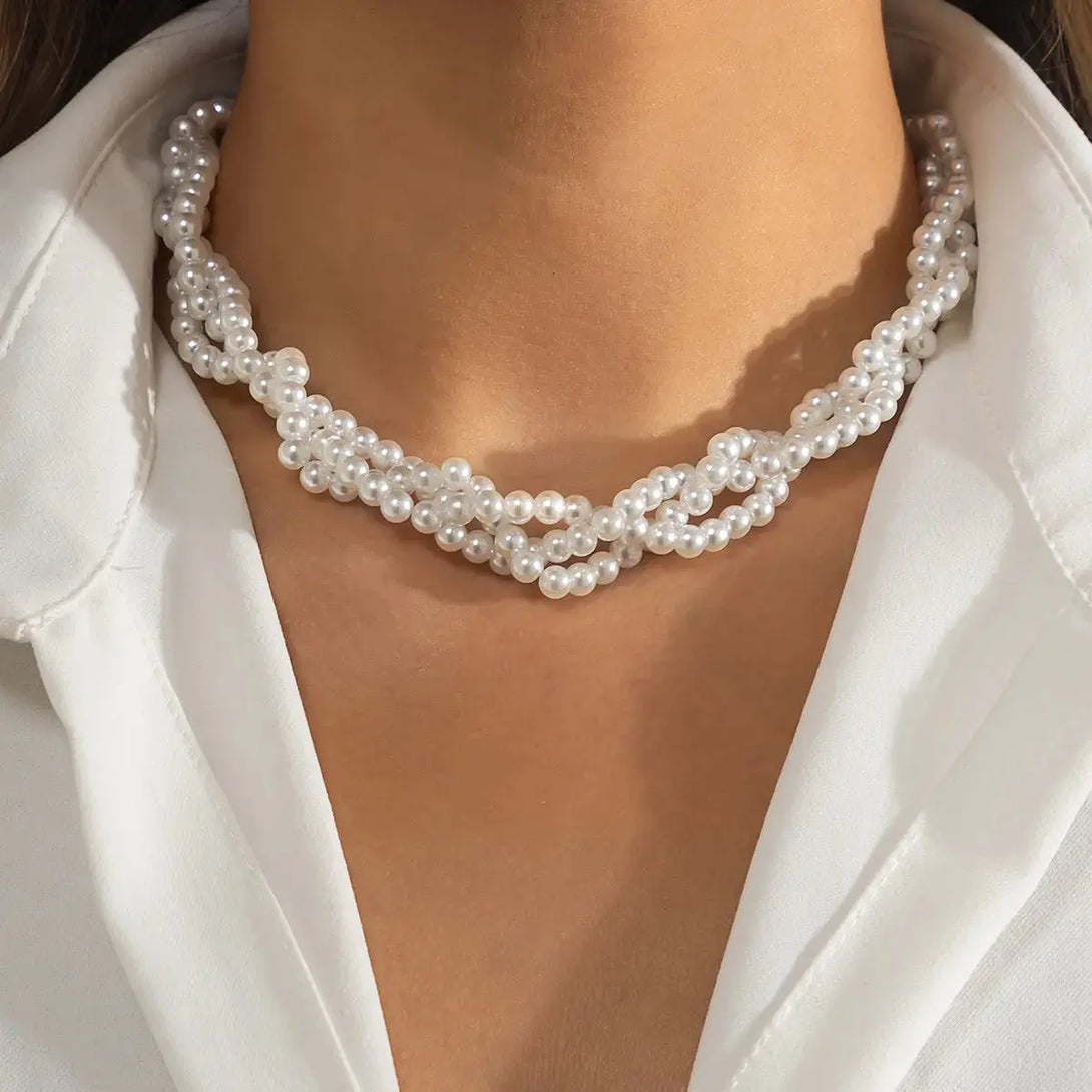 Lovcia Retro Trendy Pearl Tassel Necklace For Women With Simple Personality-Necklaces-White k4713-White k4713