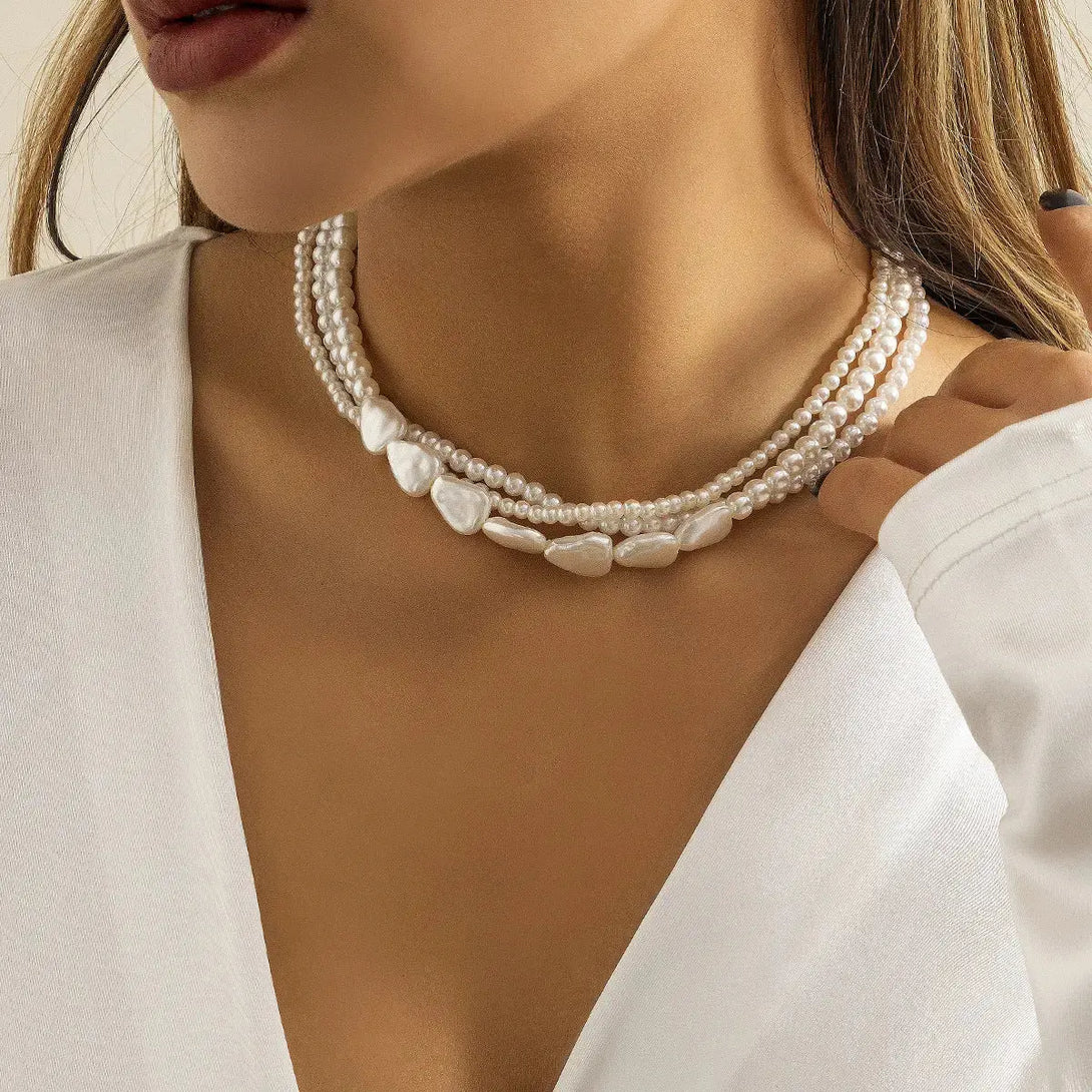 Lovcia Retro Trendy Pearl Tassel Necklace For Women With Simple Personality-Necklaces-White k4714-White k4714
