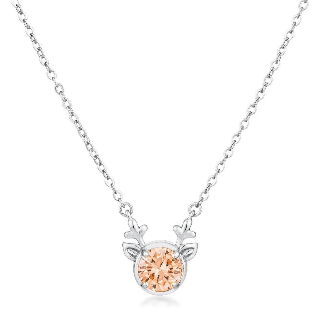 Lovcia Reversible Champagne CZ Reindeer Pendant with Rhodium Plating-Pendants-