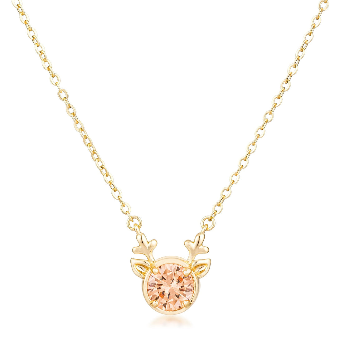 Lovcia Reversible Gold Plated Reindeer Pendant with CZ Stones-Pendants-