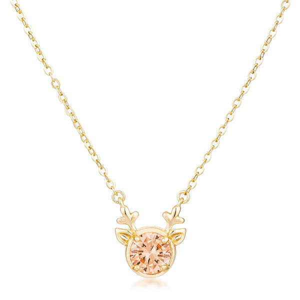 Lovcia Reversible Gold Plated Reindeer Pendant with CZ Stones-Pendants-