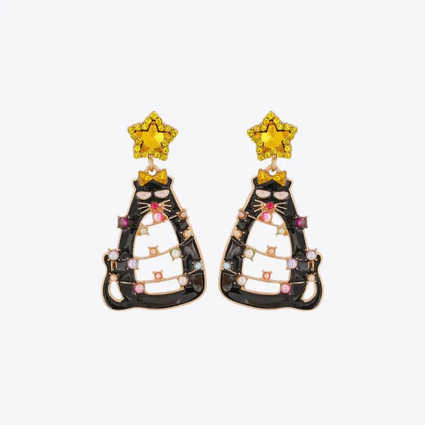 Lovcia Rhinestone Alloy Cat Earrings-Earrings-Banana Yellow-One Size-Banana Yellow
