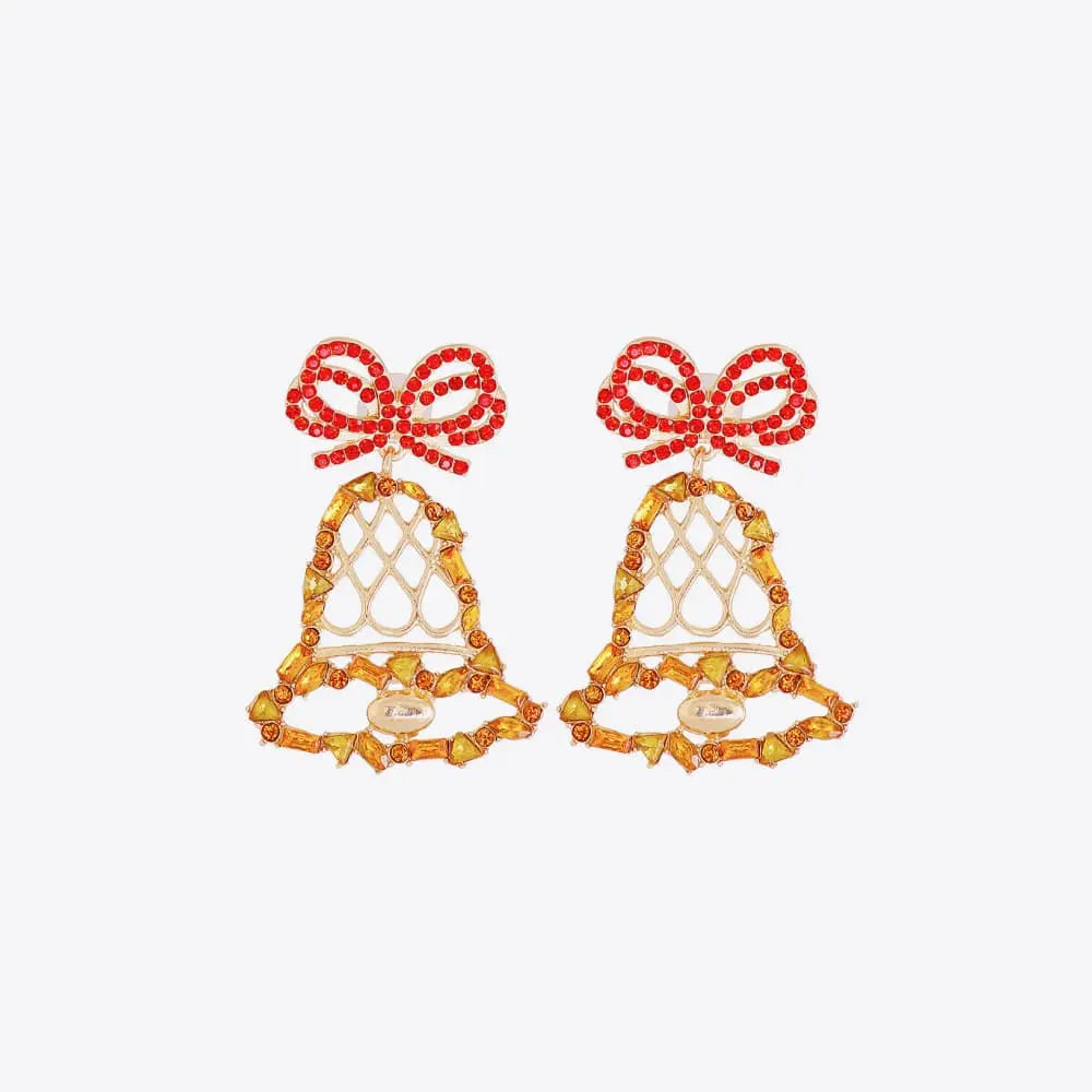 Lovcia Rhinestone Alloy Christmas Bell Earrings-Earrings-Red-One Size-Red