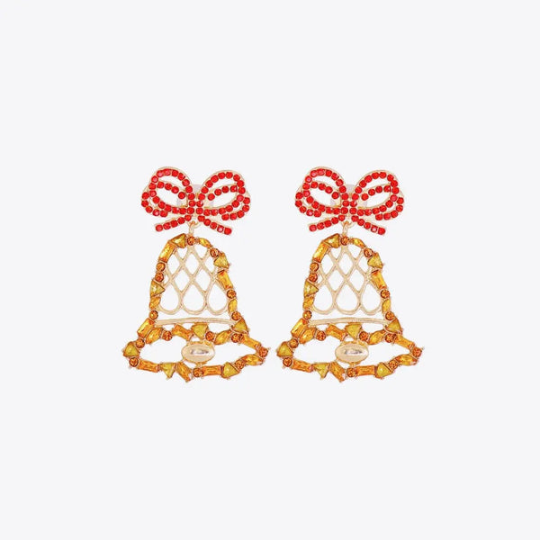 Lovcia Rhinestone Alloy Christmas Bell Earrings-Earrings-Red-One Size-Red