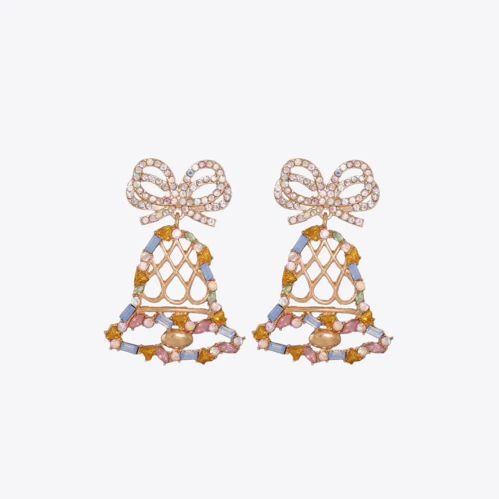 Lovcia Rhinestone Alloy Christmas Bell Earrings-Earrings-Transparent-One Size-Transparent