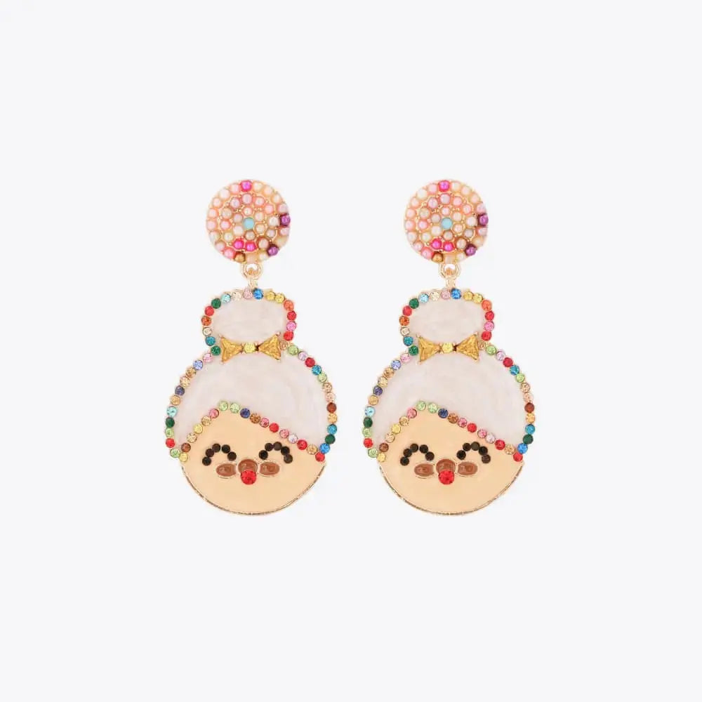 Lovcia Rhinestone Alloy Mrs. Claus Earrings-Earrings-Multicolor-One Size-Multicolor