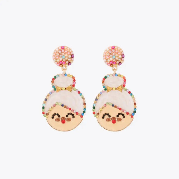 Lovcia Rhinestone Alloy Mrs. Claus Earrings-Earrings-Multicolor-One Size-Multicolor