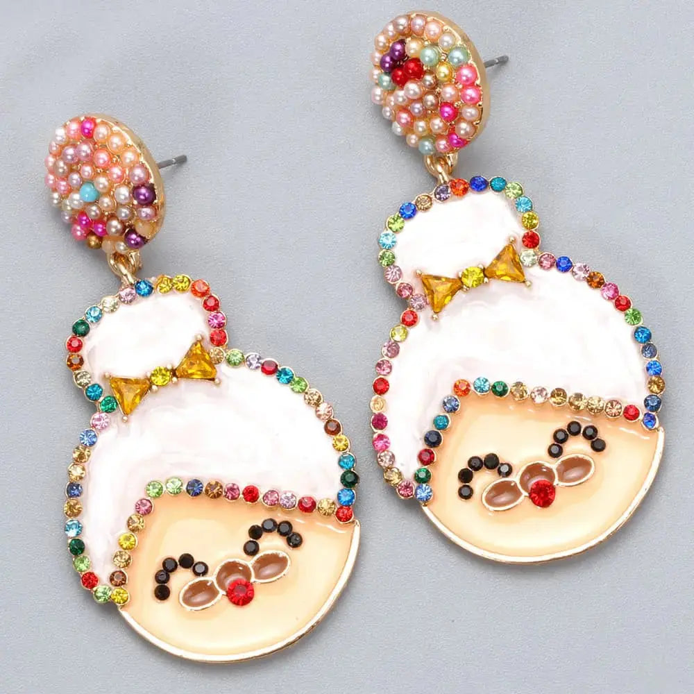 Lovcia Rhinestone Alloy Mrs. Claus Earrings-Earrings-Multicolor-One Size-Multicolor
