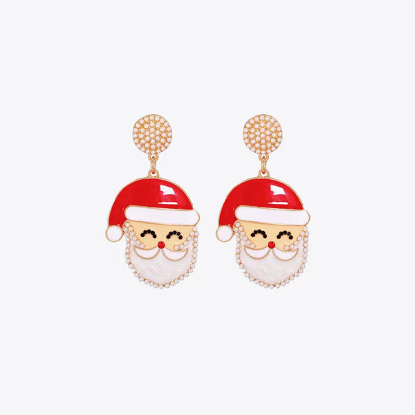 Lovcia Rhinestone Alloy Santa Earrings-Earrings-Ivory-One Size-Ivory