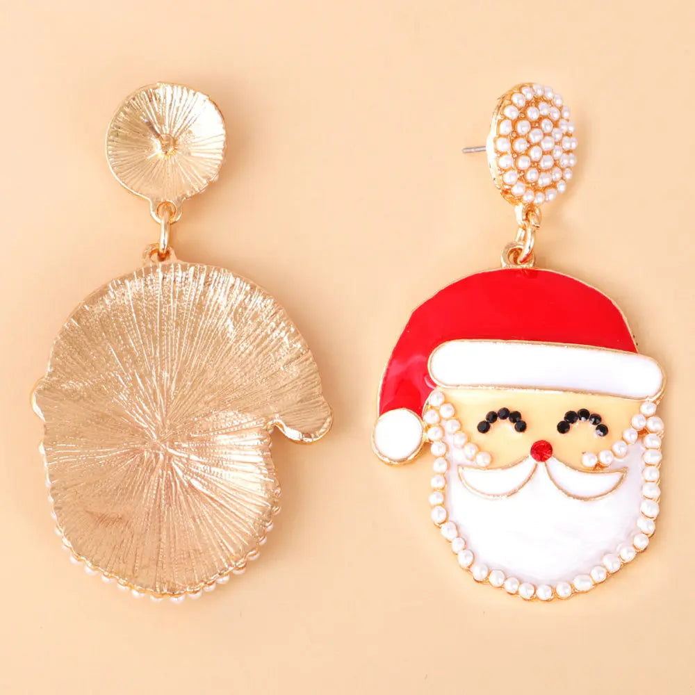 Lovcia Rhinestone Alloy Santa Earrings-Earrings-Ivory-One Size-Ivory
