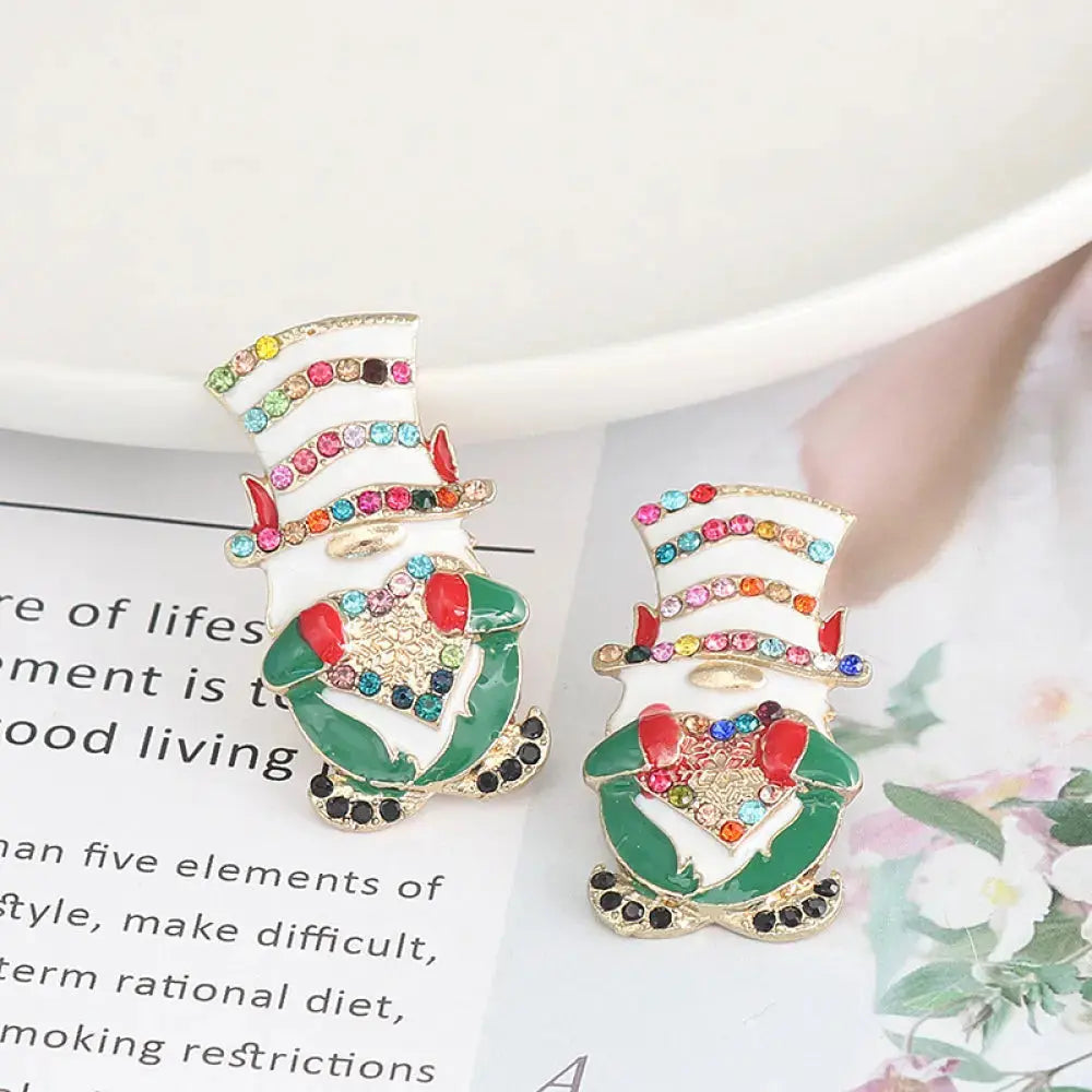 Lovcia Rhinestone Alloy Santa Earrings-Earrings-Multicolor-One Size-Multicolor