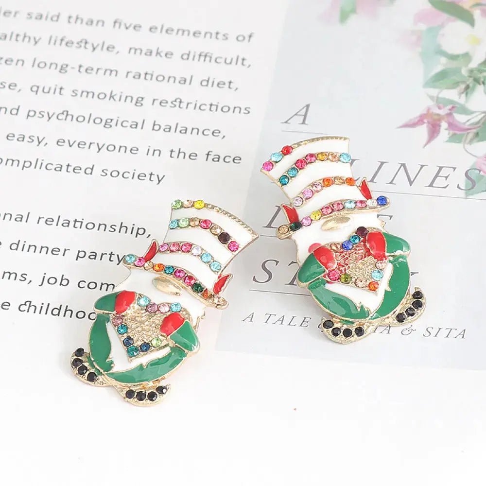 Lovcia Rhinestone Alloy Santa Earrings-Earrings-Multicolor-One Size-Multicolor