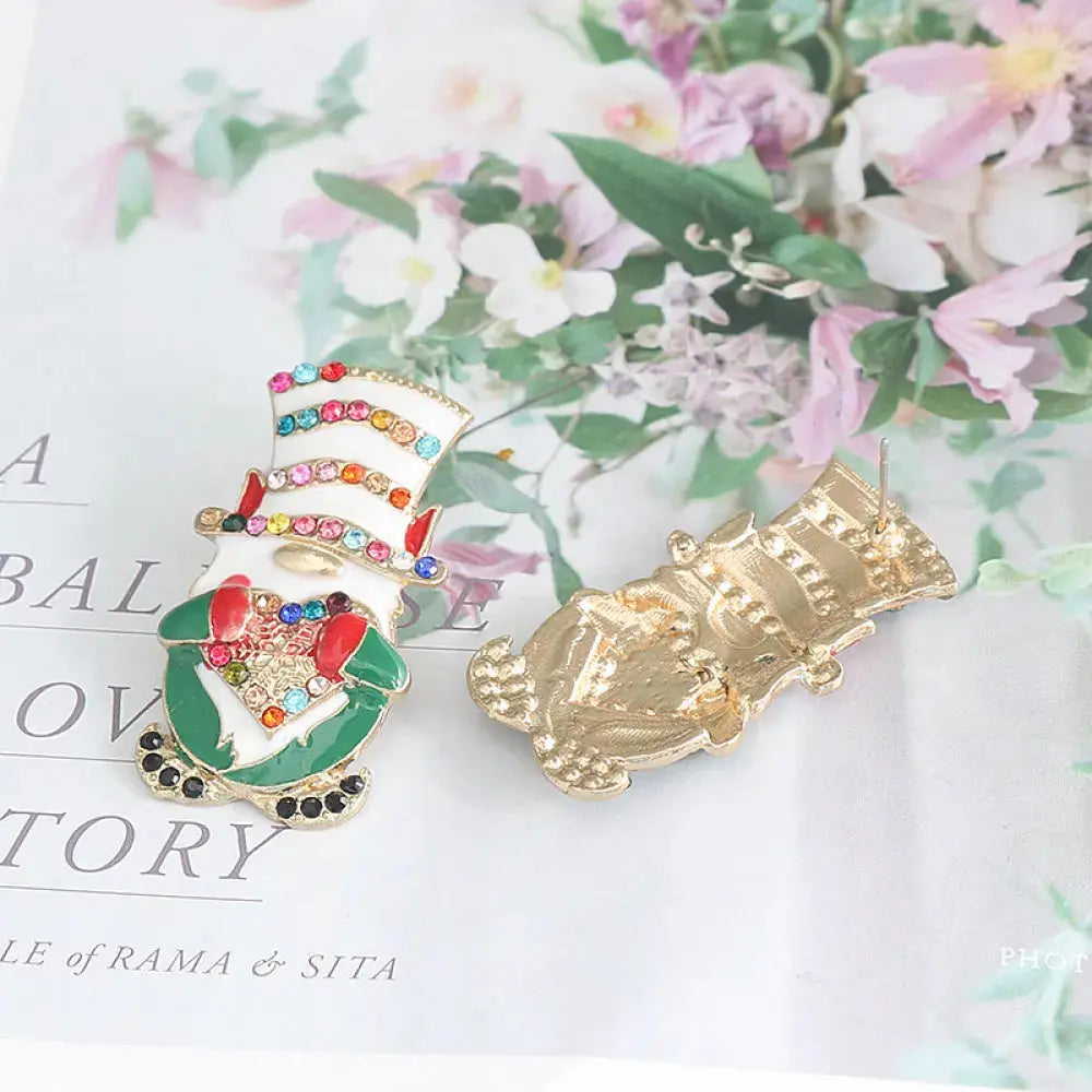 Lovcia Rhinestone Alloy Santa Earrings-Earrings-Multicolor-One Size-Multicolor