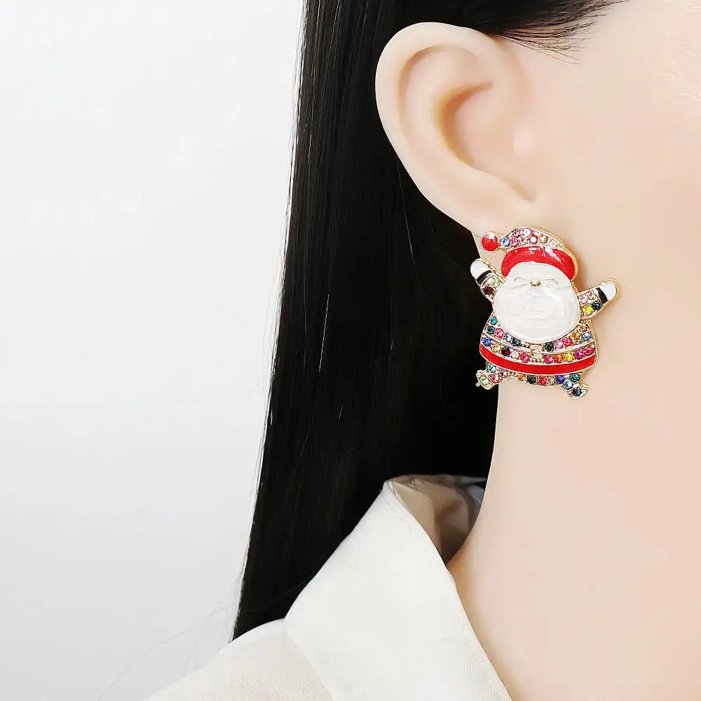 Lovcia Rhinestone Alloy Santa Earrings-Earrings-Multicolor-One Size-Multicolor