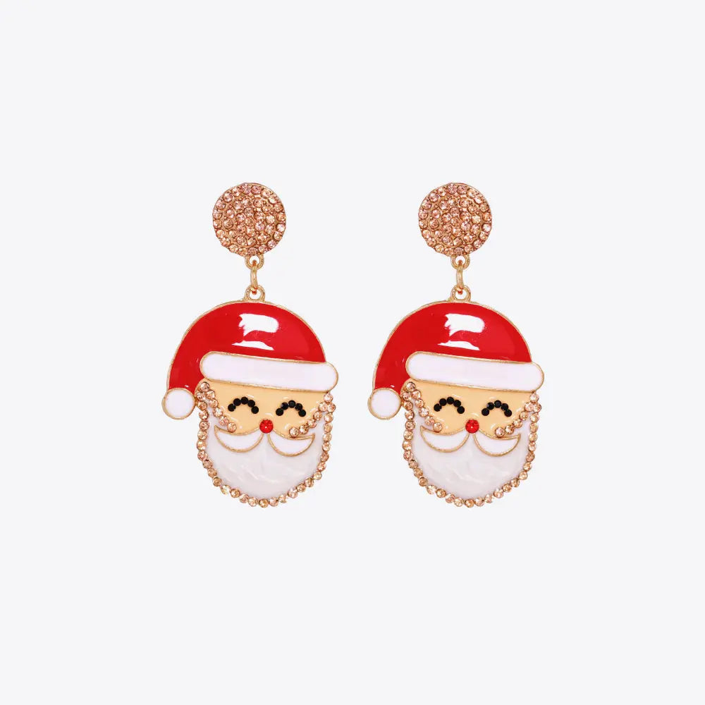 Lovcia Rhinestone Alloy Santa Earrings-Earrings-Peach-One Size-Peach