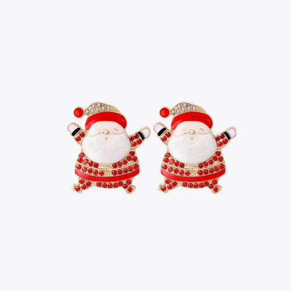 Lovcia Rhinestone Alloy Santa Earrings-Earrings-Red-One Size-Red