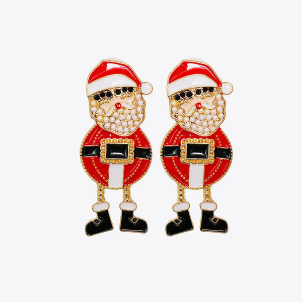 Lovcia Rhinestone Alloy Santa Earrings-Earrings-Red-One Size-Red
