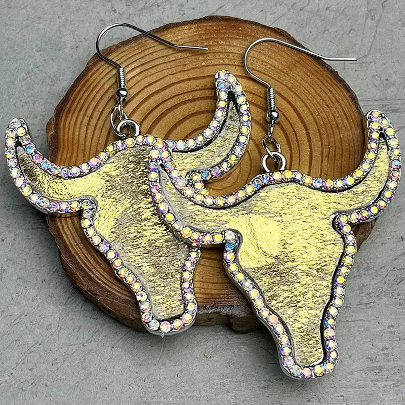 Lovcia Rhinestone Bull Earrings-Earrings-Butter Yellow-One Size-Butter Yellow