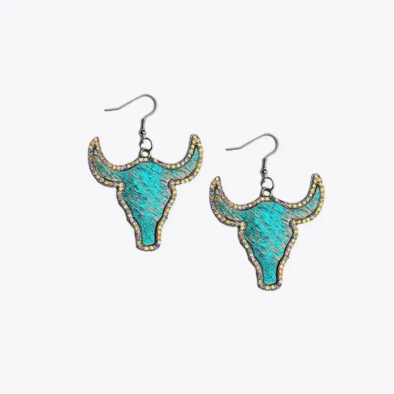 Lovcia Rhinestone Bull Earrings-Earrings-Khaki-One Size-Khaki