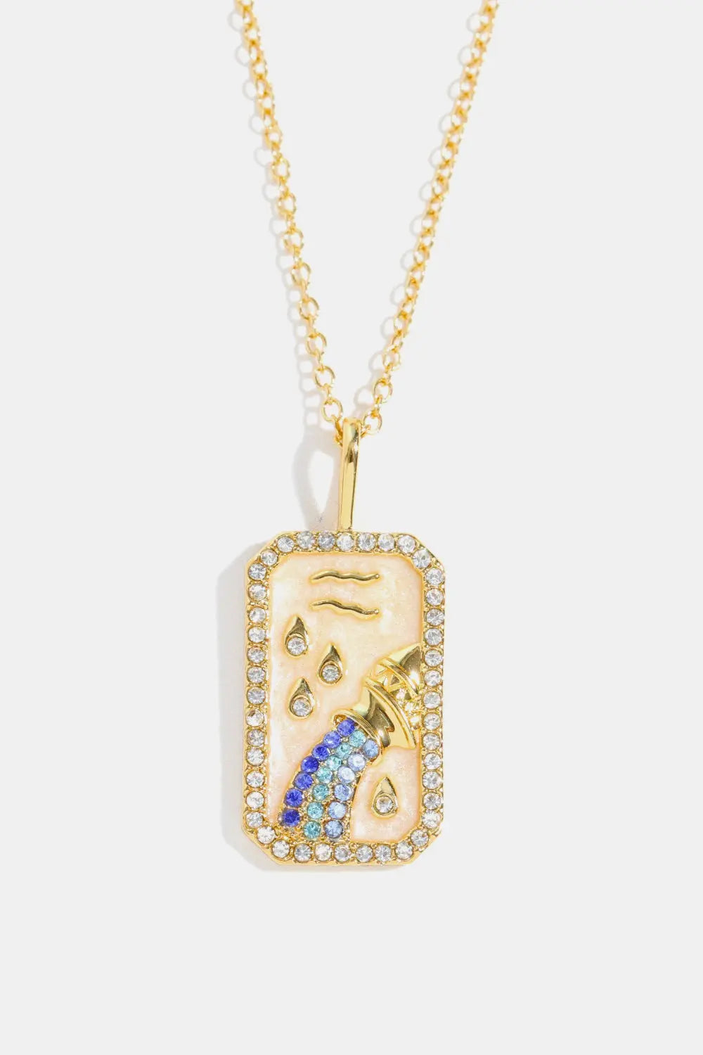 Lovcia Rhinestone Constellation Pendant Copper Necklace-Necklaces-Aquarius-One Size-Aquarius