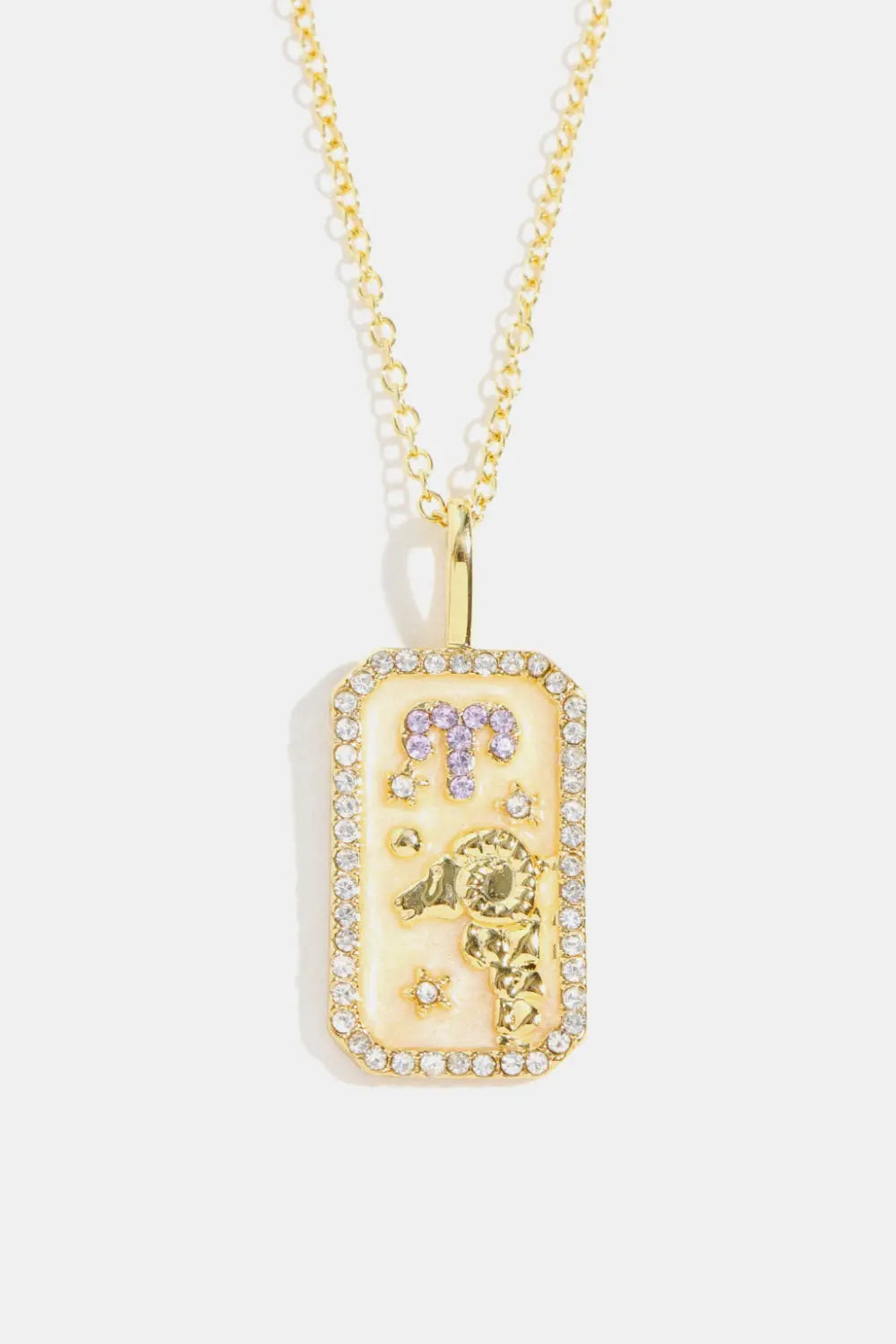 Lovcia Rhinestone Constellation Pendant Copper Necklace-Necklaces-Aries-One Size-Aries