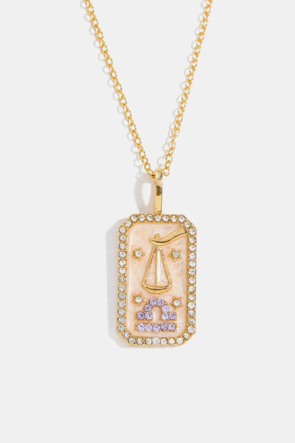Lovcia Rhinestone Constellation Pendant Copper Necklace-Necklaces-Libra-One Size-Libra