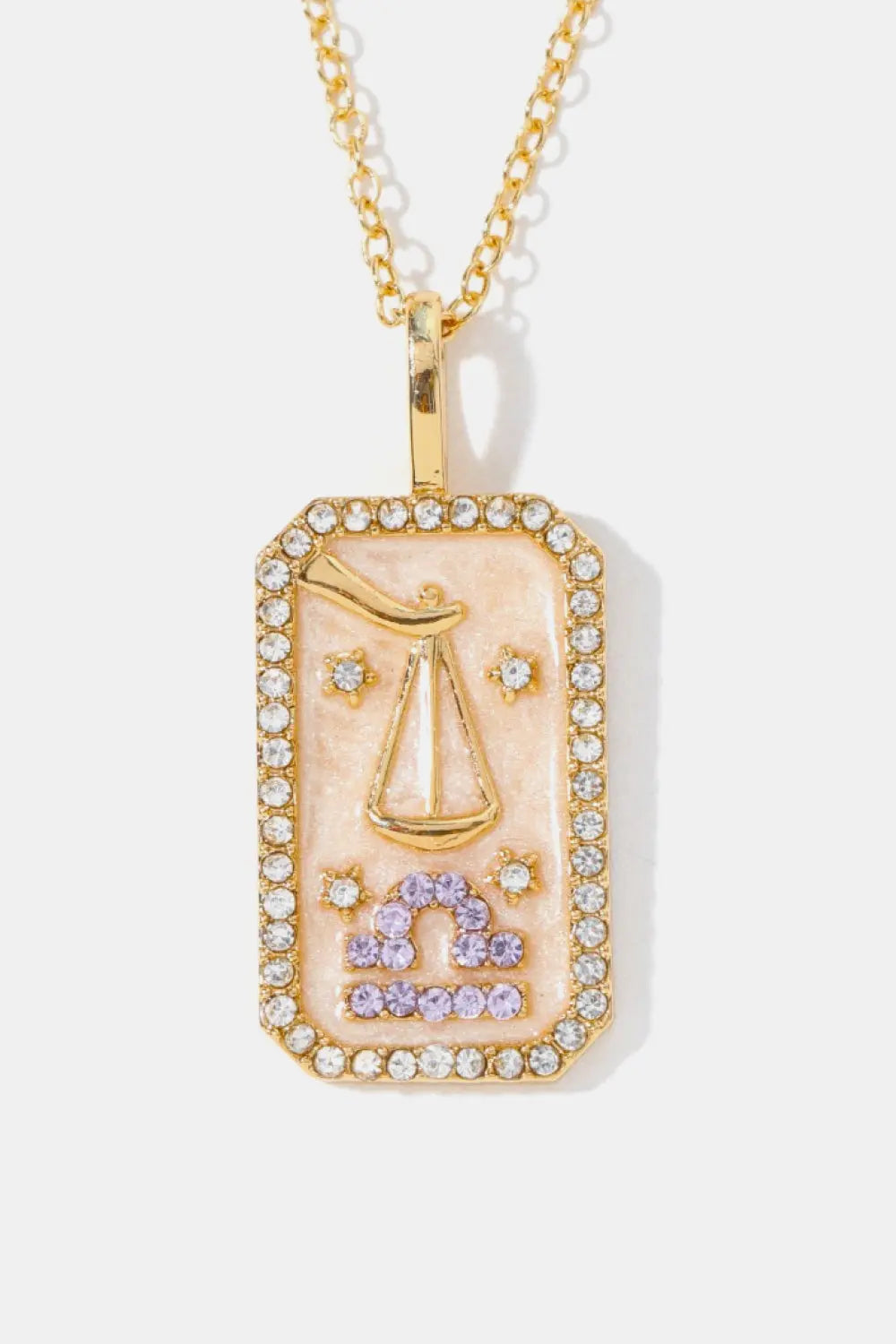 Lovcia Rhinestone Constellation Pendant Copper Necklace-Necklaces-Libra-One Size-Libra