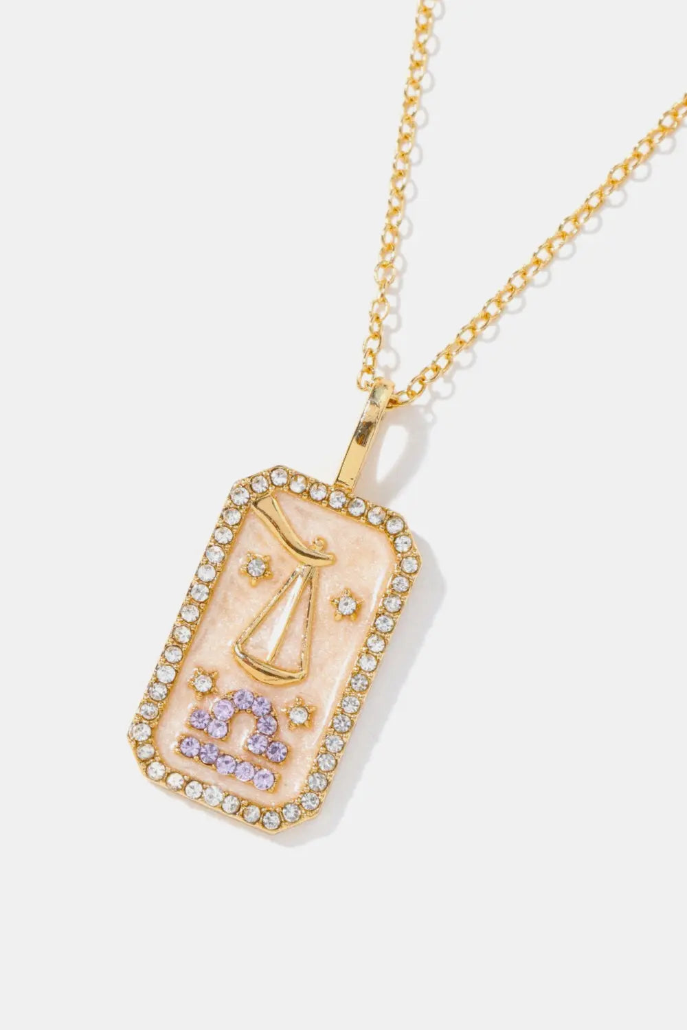 Lovcia Rhinestone Constellation Pendant Copper Necklace-Necklaces-Libra-One Size-Libra
